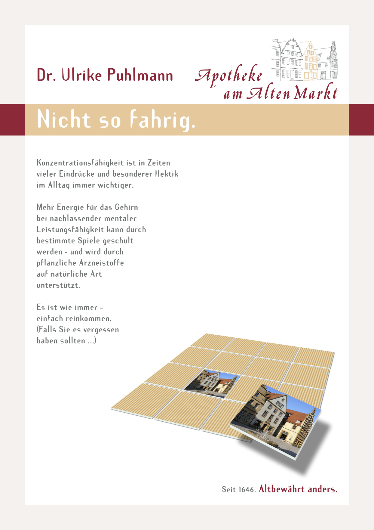 Plakat: Nicht so fahrig.