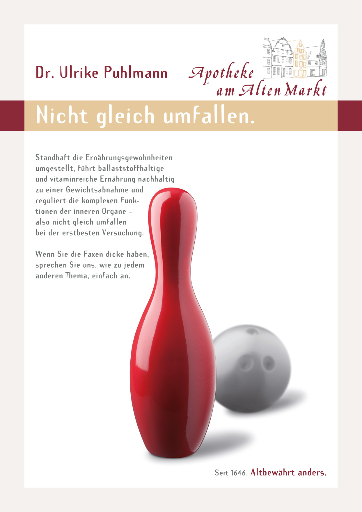 Plakat: Nicht gleich umfallen.